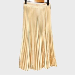 MOTF Satin Pleated Midi Skirt Champagne Minimalist Quiet Luxury